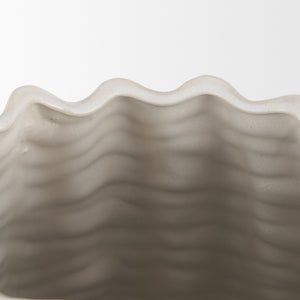 Velia Tall Seashell Sculptural Cream Glazed Ceramic Vase