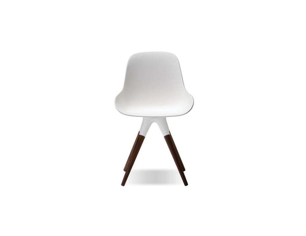 Iztuzu Dining chair in white fiberglass and walnut base 