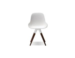 Iztuzu Dining chair in white fiberglass and walnut base 