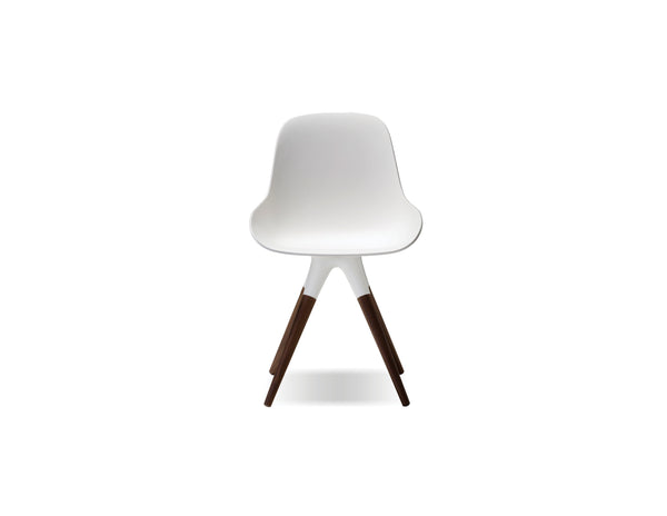 Iztuzu Dining chair in white fiberglass and walnut base 