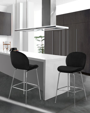 Luke Stool In Black Velvet and Chrome