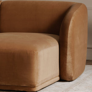 Moe's Faye Right Sectional in Tan Faux Mohair
