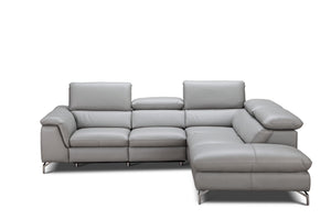 Michele Premium Leather Sectional in Right Hand Facing Chaise