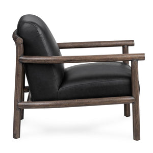 Azoria Leather Accent Chair with Wood Frame - Black