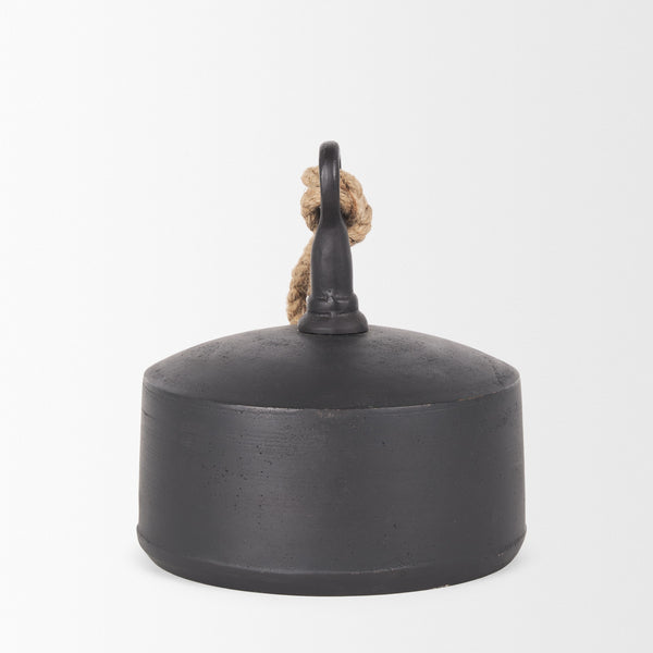 Quincy Large Matte Black Metal Decorative Bell Object