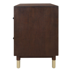 Callan KD Nightstand/Side Table 2 Drawers, Dark Walnut