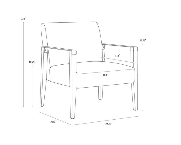 EARL LOUNGE CHAIR - RUSTIC OAK - LUDLOW SESAME LEATHER
