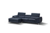 Jett Italian Leather Mini Sectional Left Facing Chaise in Blue