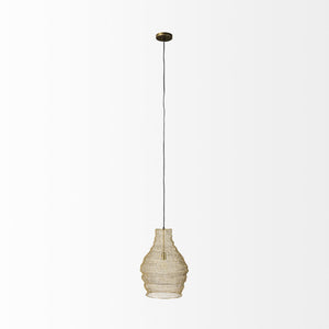 Halycon 16.0L x 16.0W x 20.0H Gold Mesh and Iron Pendant Light