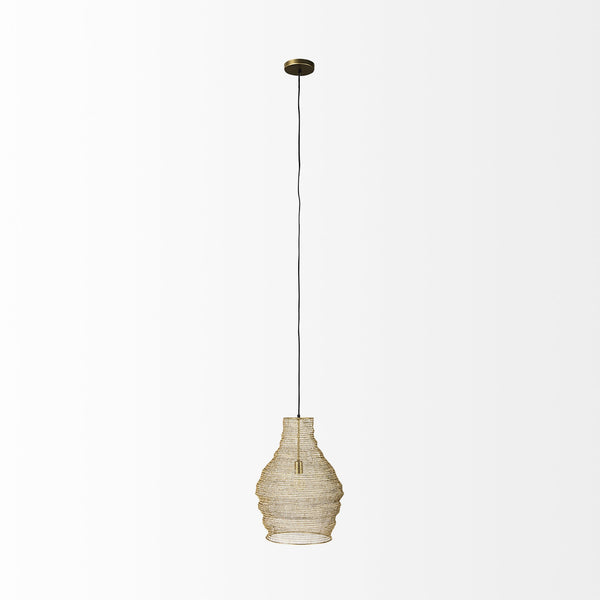 Halycon 16.0L x 16.0W x 20.0H Gold Mesh and Iron Pendant Light