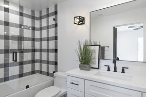 Kube 1 Light Wall Sconce in Matte Black + Chrome Finish