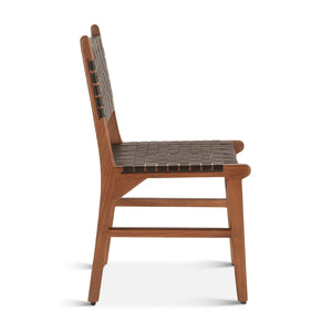 Chesapeake 19" Dining Chair, Nutmeg, Black Leather
