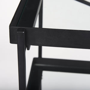 Trey 72.0"L x 16.0"W x 30.0"H Black Metal W/Glass Console Table