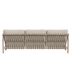 Classic Home Leo Outdoor Sofa in Taupe, Teak/Olefin