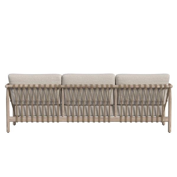Classic Home Leo Outdoor Sofa in Taupe, Teak/Olefin