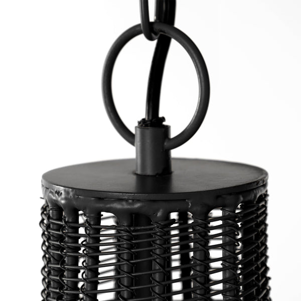Camila (40"x31") Black Metal Mesh-Style Four Bulb Chandelier