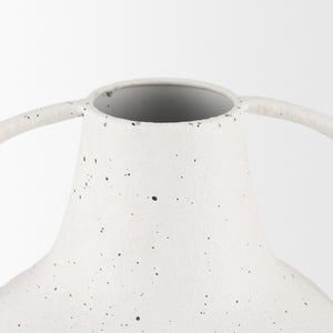Treva Tall White w/ Black Speckles Metal Vase