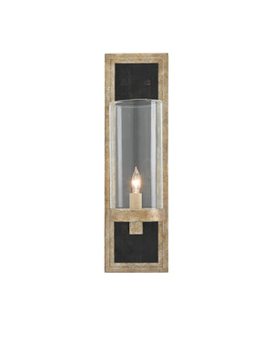 Charade Silver Wall Sconce In Antique Silver Leaf & Black Penshell Crackle