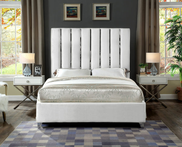 Donnie King Bed In White Velvet