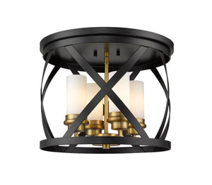 Malcalester 4 Light Flush Mount in Matte Black + Olde Brass Finish
