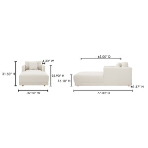 Moe's Bryn Collection Chaise in Oyster Beige