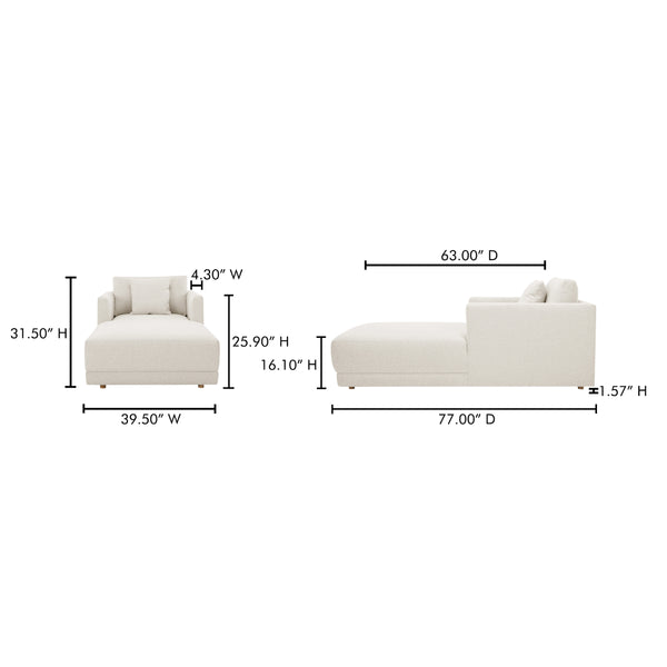 Moe's Bryn Collection Chaise in Oyster Beige