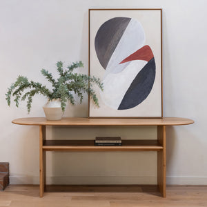 Ruby Console Table with Solid Oak and Open Shelf