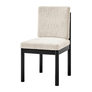 Melvin KD Chenille Dining Side Chair Black Frame, Concord Cream 
