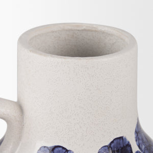 Truett White w/ Blue Stripes Ceramic Jug Vase