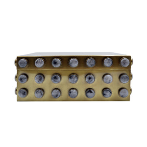 LARGE RECTANGLE BRASS BOX WITH RESIN APPLIQUES
