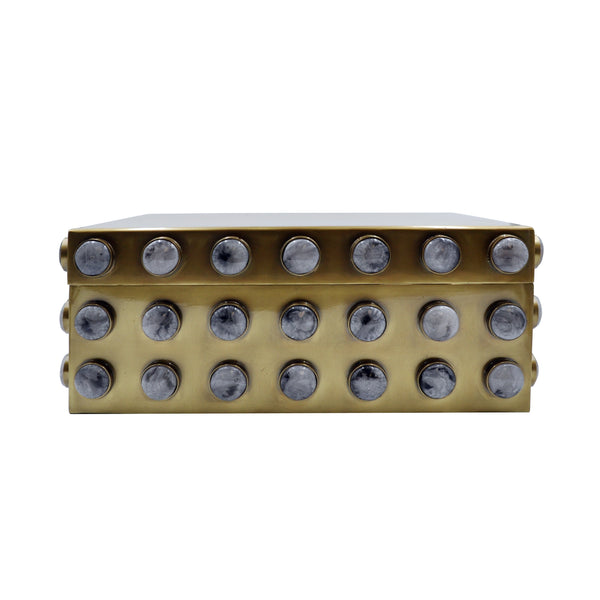 LARGE RECTANGLE BRASS BOX WITH RESIN APPLIQUES