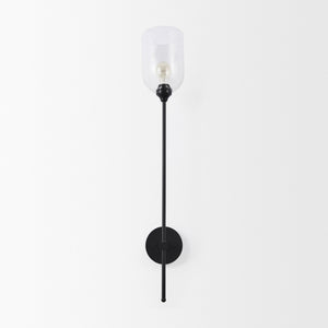 Clyde 6.0L x 8.0W x 37.0H Matte Black W/Glass Round Wall Sconce