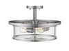 Savannah 3 Light Semi Flush Mount in Brushed Nickel Finish