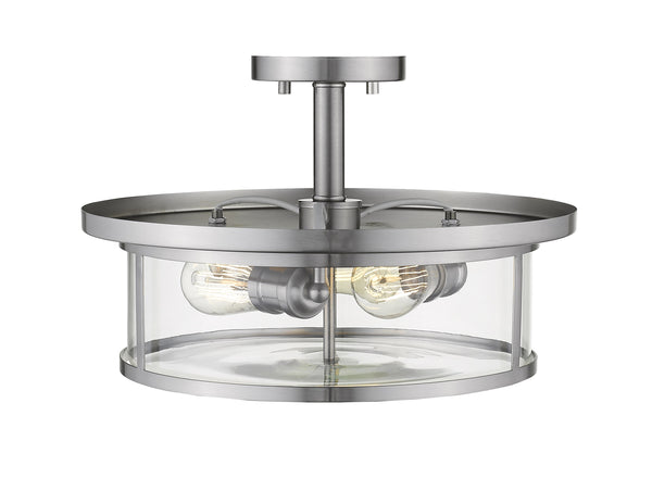 Savannah 3 Light Semi Flush Mount in Brushed Nickel Finish