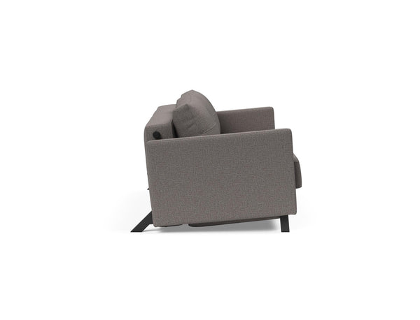 CUBED QUEEN SOFA BED in MIXED DANCE GREY FABRIC WITH Black Steel LEGS 521