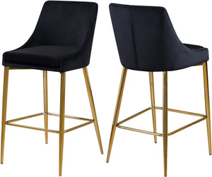 Lynette Stool In Black Velvet and Gold