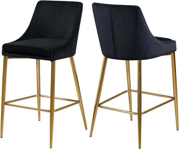 Lynette Stool In Black Velvet and Gold