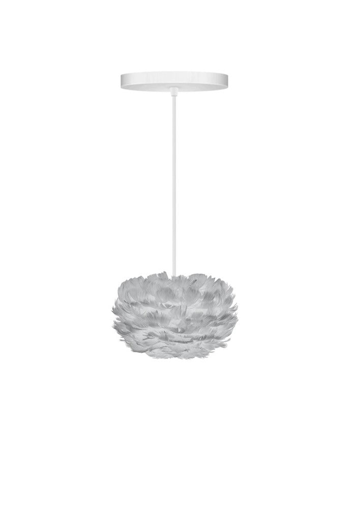 Eos Micro Hardwired Pendant in Grey with White Cord