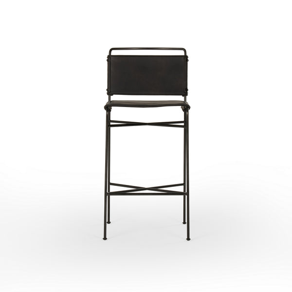 Wharton Bar Stool in Distressed Black