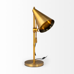 Fragon I (26"H) Gold-Tone Metal Adjustable Cone Shade Table Lamp
