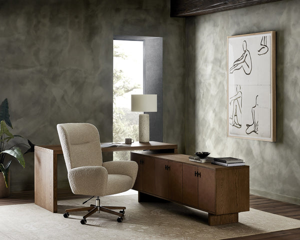 Posada L In Shaped Desk In Amber Oak Veneer