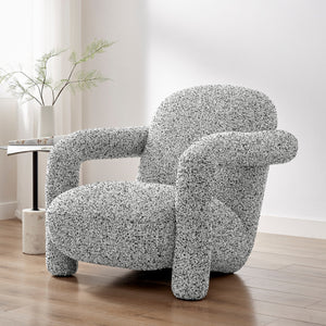 Maverick Boucle Accent Arm Chair, Speckled White 
