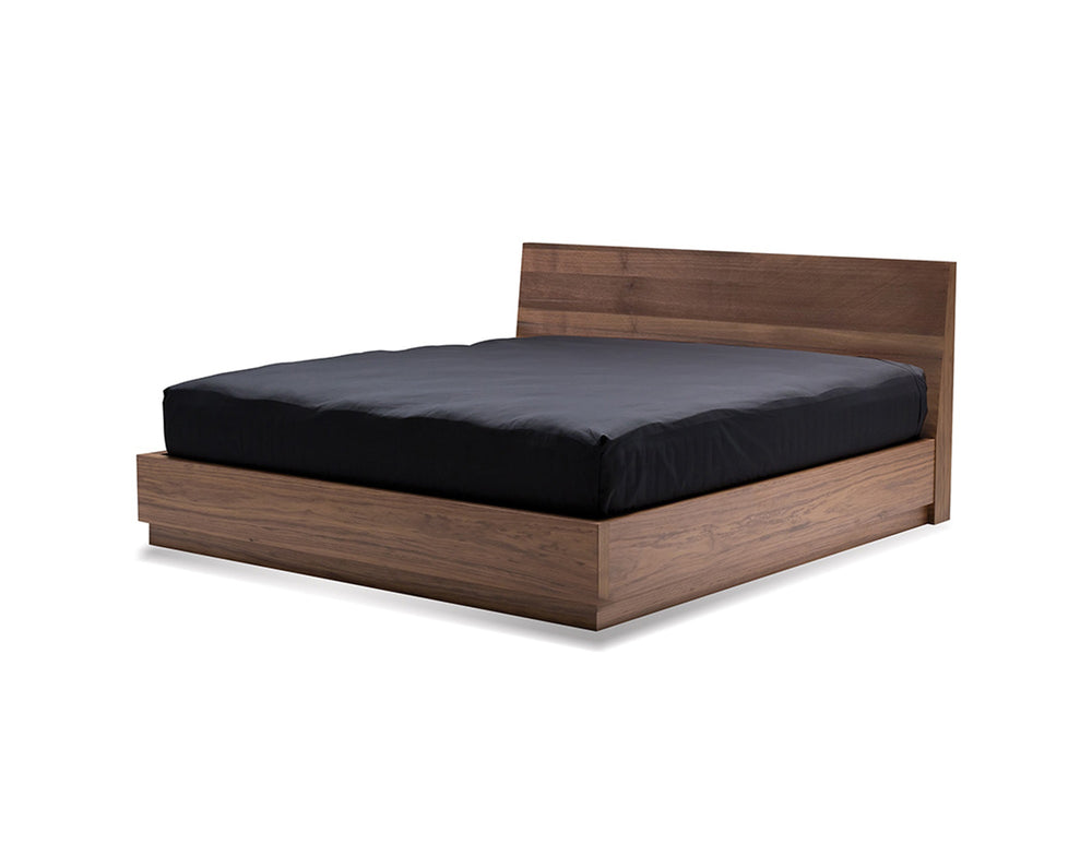 Della Storage Queen Bed in natural walnut with wood slats
