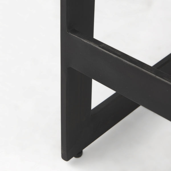 Kiran 17L x 17W x 26H Black Wood W/ Black Metal Base C-Shape Counter Stool