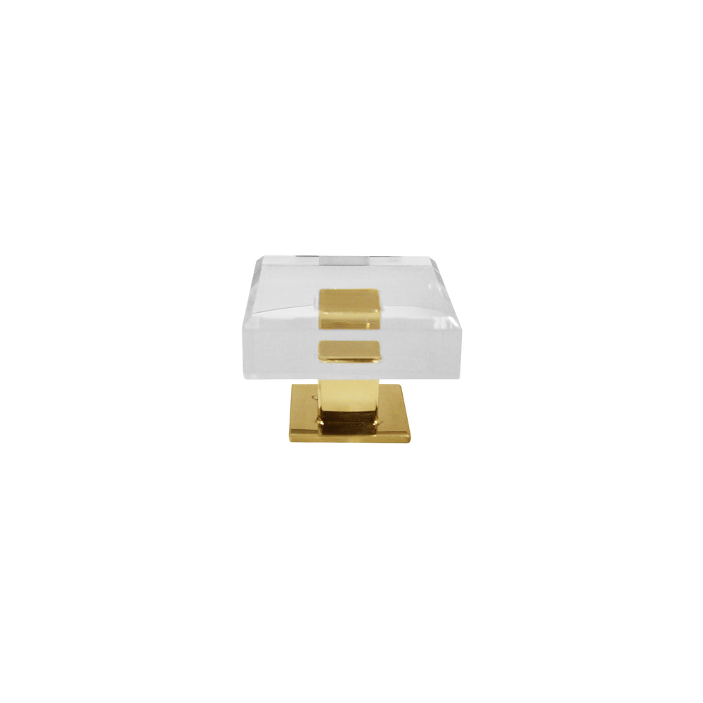 SQUARE ACRYLIC AND BRASS KNOB