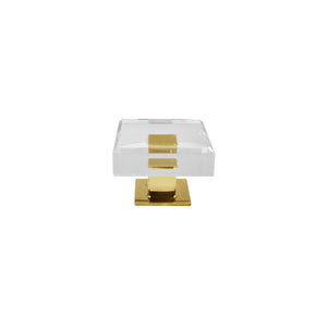SQUARE ACRYLIC AND BRASS KNOB