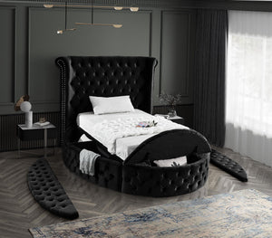 Lorena Twin Bed In Black Velvet