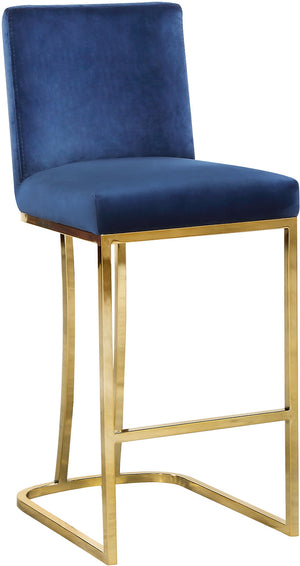 Rick Stool In Navy Velvet and Gold