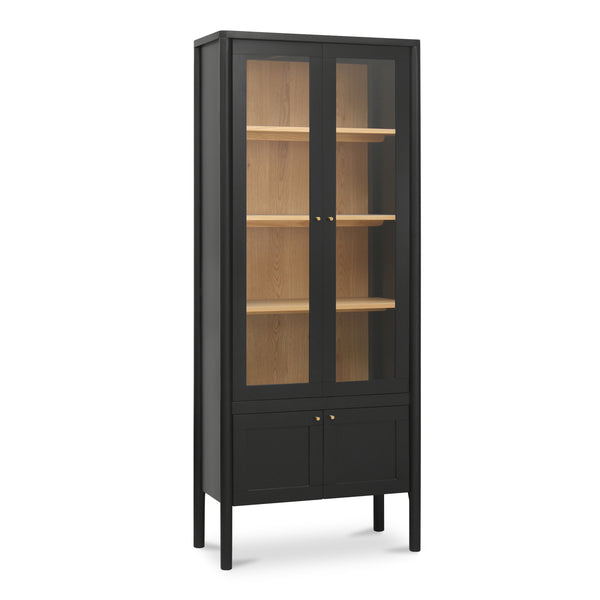 Hannah Tall Cabinet Black with Glass Inserts