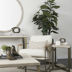 Watson Cream Fabric Wrap Gold Metal Frame Accent Chair